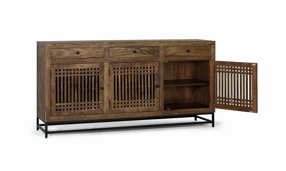 Buffets - Buffet en bois d'acacia marron et mètal - GINER Y COLOMER