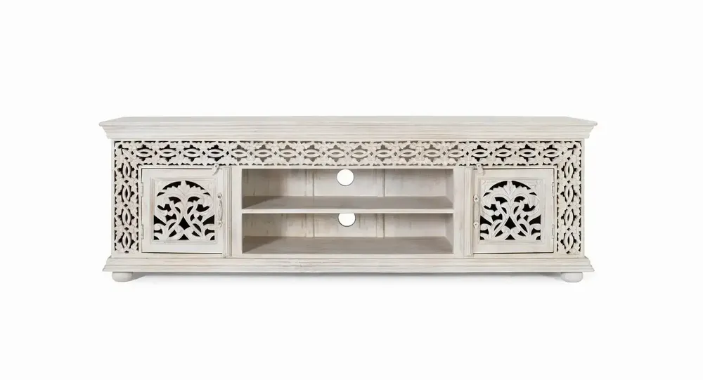 Meubles TV - Meuble TV en bois manguier blanc vieilli - GINER Y COLOMER