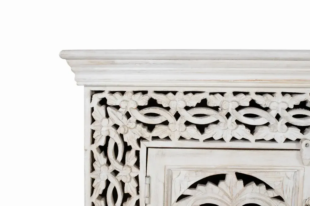 Meubles TV - Meuble TV en bois manguier blanc vieilli - GINER Y COLOMER