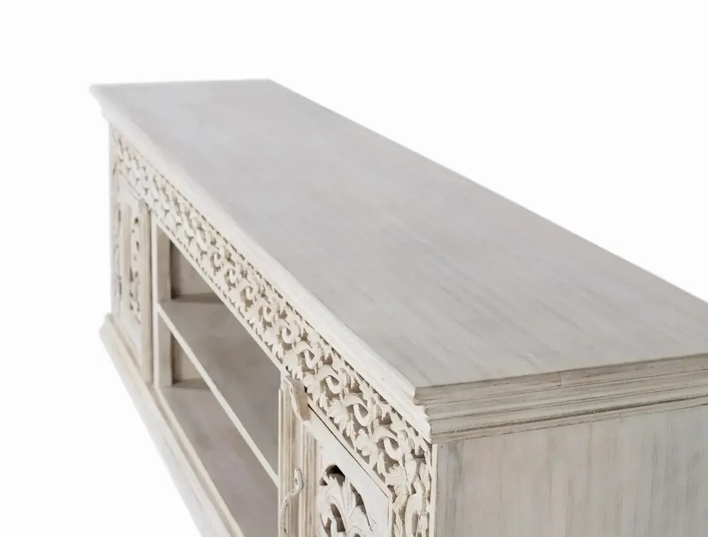 Meubles TV - Meuble TV en bois manguier blanc vieilli - GINER Y COLOMER