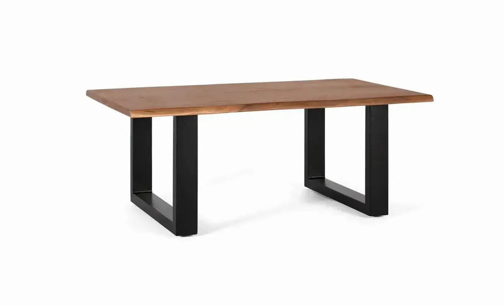 Tables basses - Table basse plateau en bois d'acacia massif et pieds en métal - GINER Y COLOMER