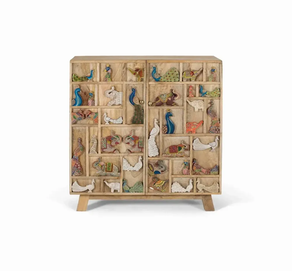 Commodes - Commode en bois de manguier naturel avec détails originaux - GINER Y COLOMER