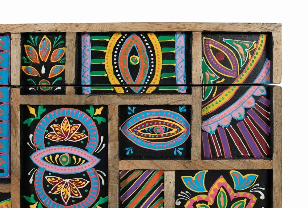 Boîtes de rangement - Coffre en bois de manguier multicolore peint à la main - GINER Y COLOMER
