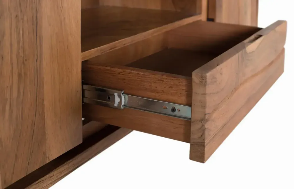 TV stands - TV cabinet in natural acacia wood and silver metal - GINER Y COLOMER