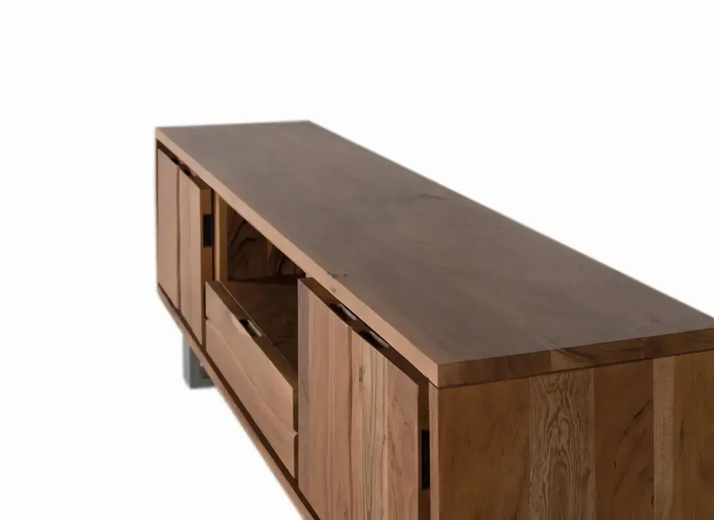 TV stands - TV cabinet in natural acacia wood and silver metal - GINER Y COLOMER