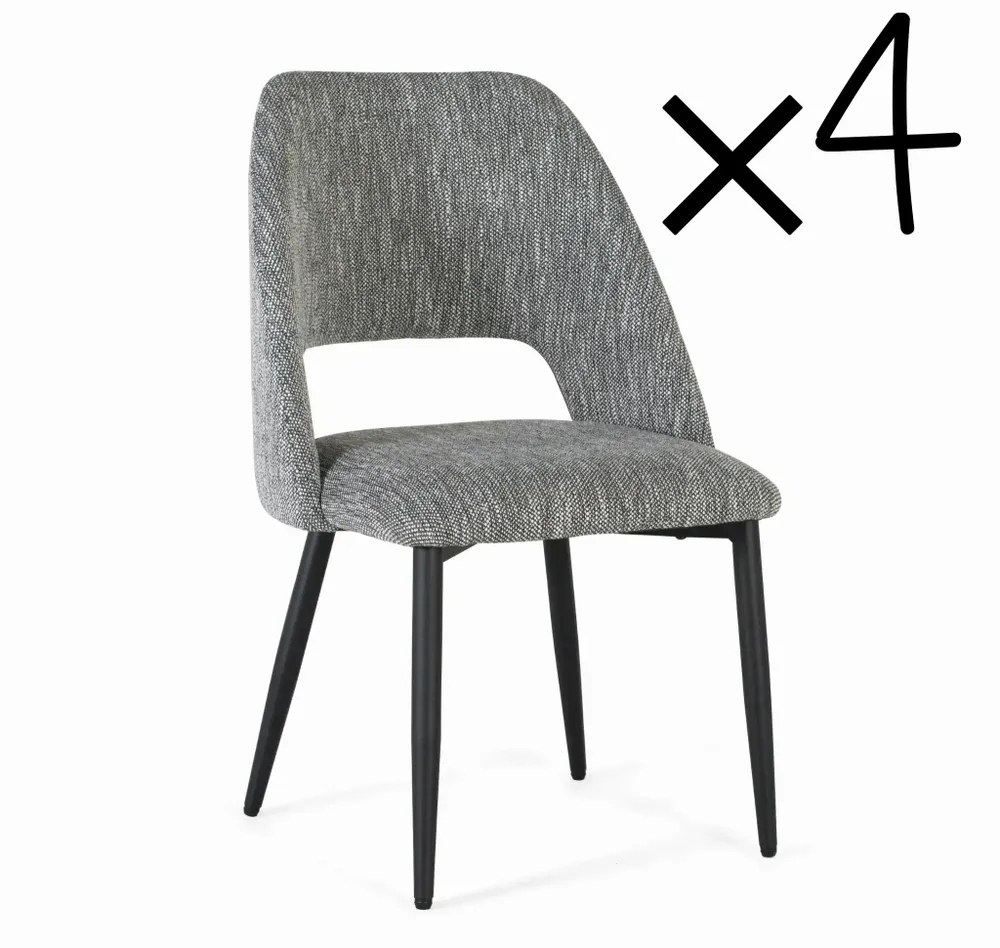Chaises - Lot de 4 chaises en tissu gris et métal - GINER Y COLOMER