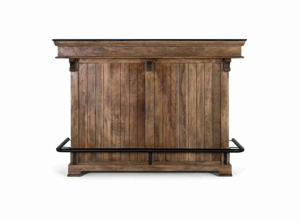Buffets - Meuble bar marron en manguier, granit et métal 150cm - GINER Y COLOMER