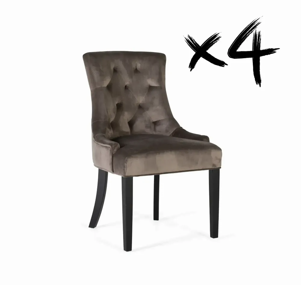 Chaises - Ensemble de 4 chaises recouvertes de polyester finition velours - GINER Y COLOMER