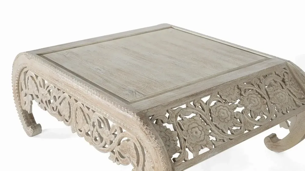 Tables basses - Table basse en bois manguier blanc décapé - GINER Y COLOMER