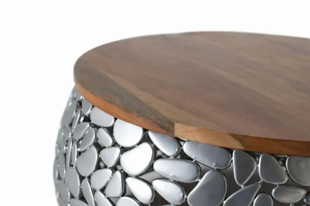 Tables basses - Lot de 2 tables en manguier et aluminium - GINER Y COLOMER