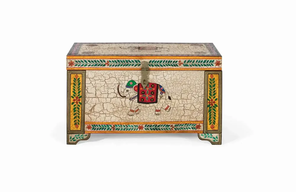 Boîtes de rangement - Coffre en bois manguier peint à la main multicolore - GINER Y COLOMER