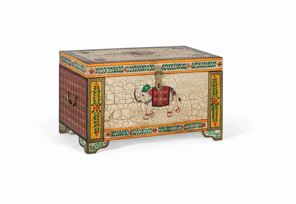 Boîtes de rangement - Coffre en bois manguier peint à la main multicolore - GINER Y COLOMER