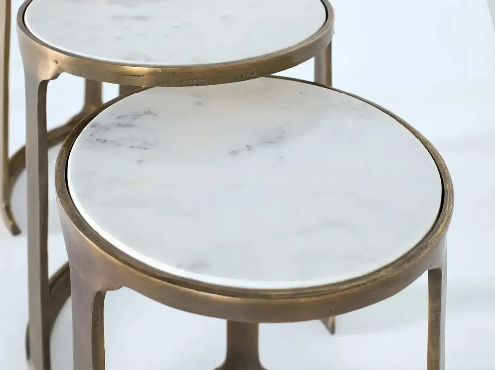 Tables basses - Lot de 3 tables en métal et marbre - GINER Y COLOMER