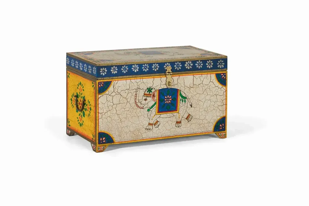 Boîtes de rangement - Coffre en bois manguier peint à la main multicolore - GINER Y COLOMER