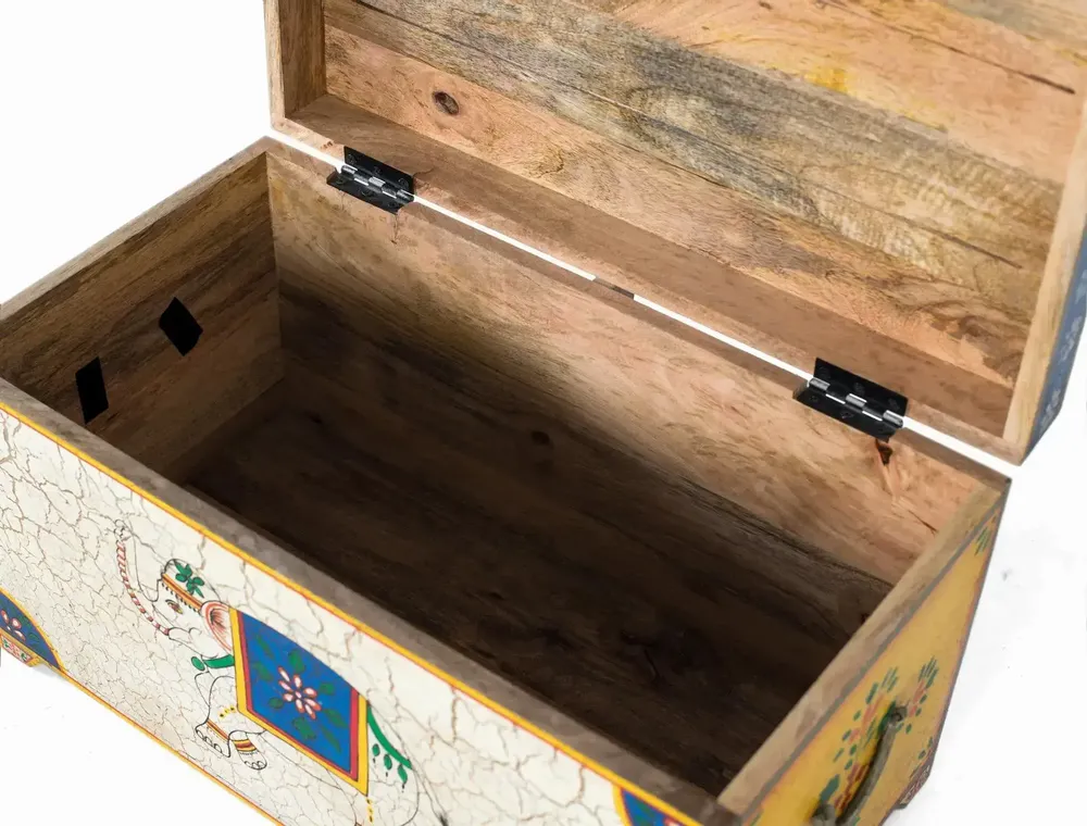 Boîtes de rangement - Coffre en bois manguier peint à la main multicolore - GINER Y COLOMER