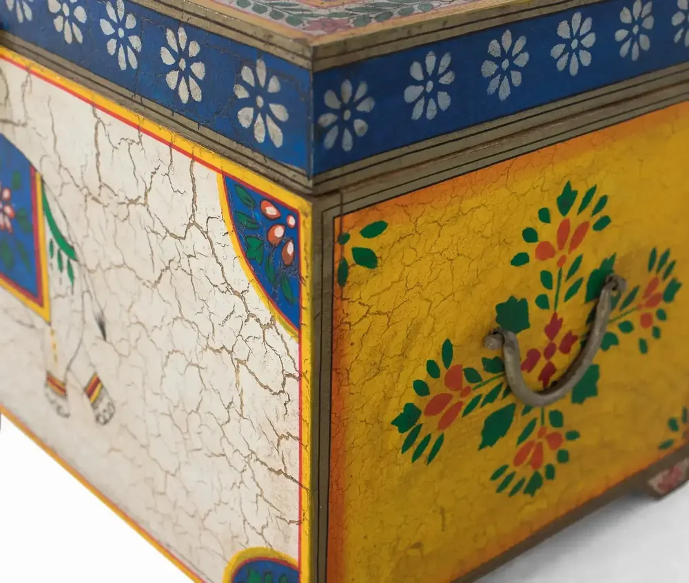 Boîtes de rangement - Coffre en bois manguier peint à la main multicolore - GINER Y COLOMER