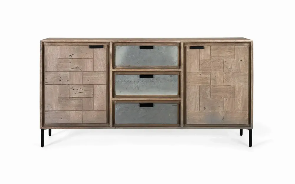 Sideboards - Handmade sideboard in acacia wood and metal 160cm - GINER Y COLOMER