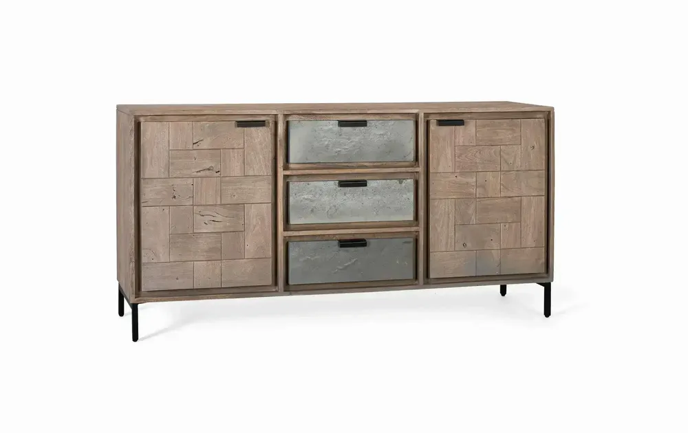 Sideboards - Handmade sideboard in acacia wood and metal 160cm - GINER Y COLOMER