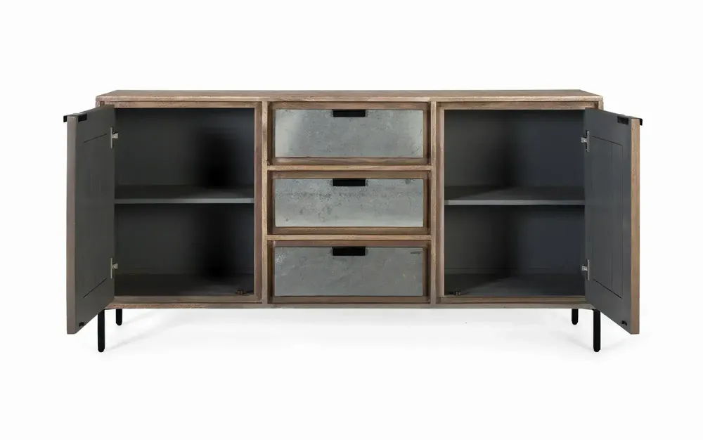 Sideboards - Handmade sideboard in acacia wood and metal 160cm - GINER Y COLOMER