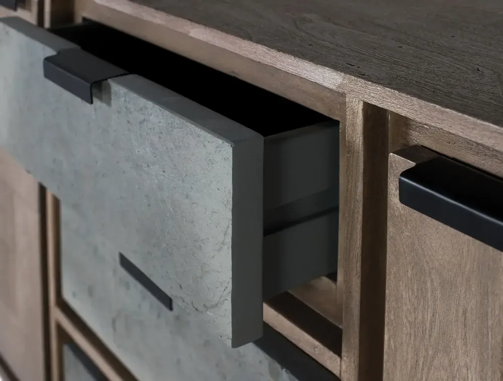 Sideboards - Handmade sideboard in acacia wood and metal 160cm - GINER Y COLOMER