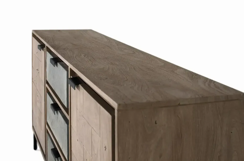Sideboards - Handmade sideboard in acacia wood and metal 160cm - GINER Y COLOMER