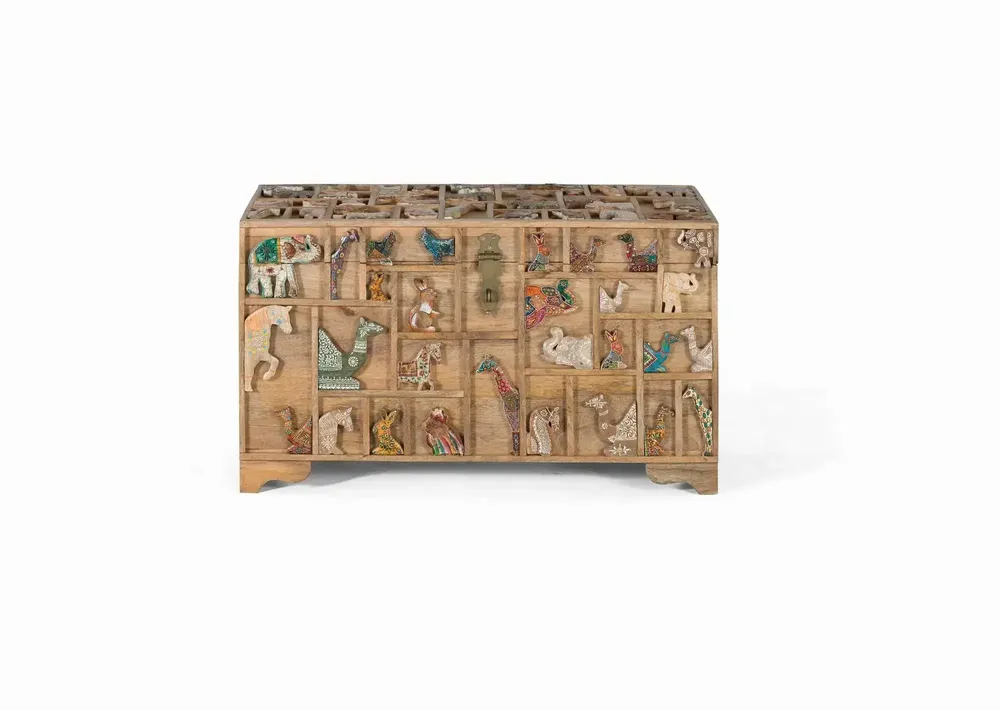 Boîtes de rangement - Coffre en bois de manguier avec détails originaux - GINER Y COLOMER