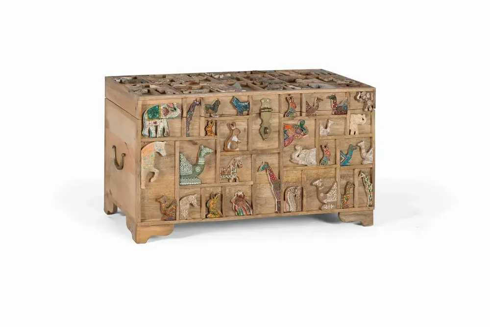 Boîtes de rangement - Coffre en bois de manguier avec détails originaux - GINER Y COLOMER