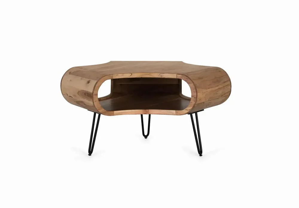 Tables basses - Table basse réalisée à la main en bois d'acacia et métal 95cm - GINER Y COLOMER