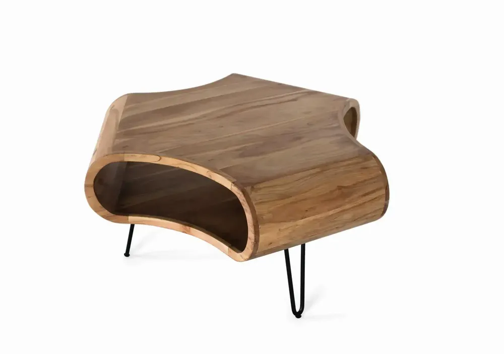 Tables basses - Table basse réalisée à la main en bois d'acacia et métal 95cm - GINER Y COLOMER