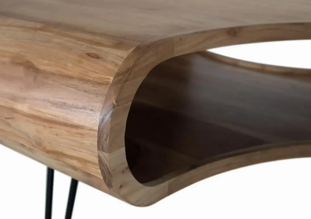 Tables basses - Table basse réalisée à la main en bois d'acacia et métal 95cm - GINER Y COLOMER