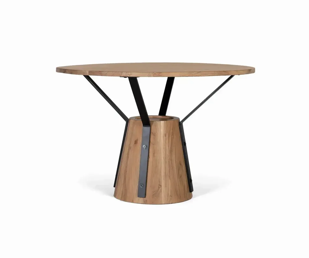Tables Salle à Manger - Table à manger ronde en manguier et métal diamètre 116cm - GINER Y COLOMER