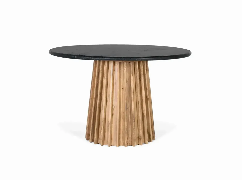 Tables Salle à Manger - Table à manger ronde en manguier et marbre diamètre 120cm - GINER Y COLOMER