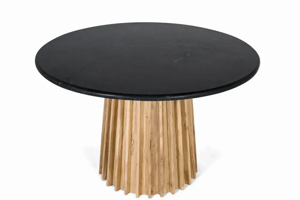 Tables Salle à Manger - Table à manger ronde en manguier et marbre diamètre 120cm - GINER Y COLOMER