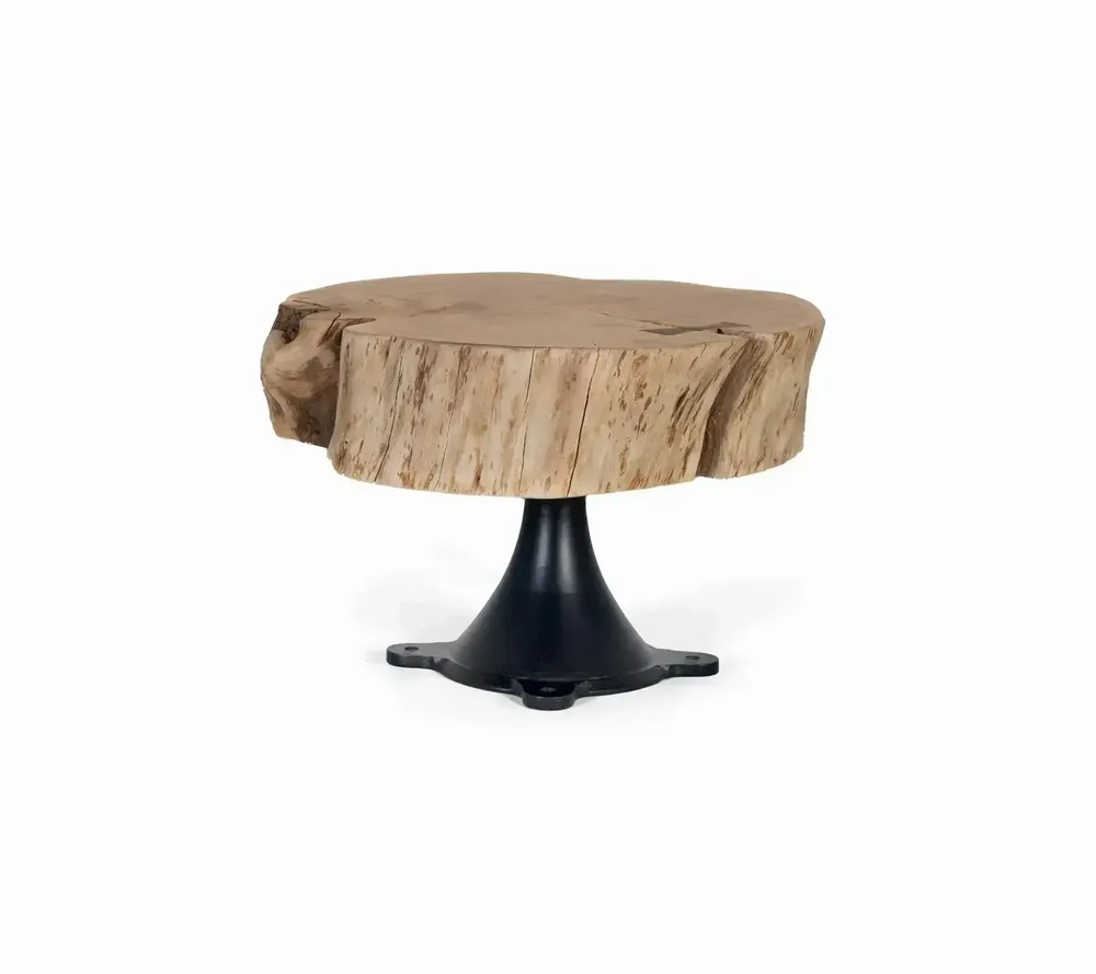 Tables basses - Table basse en manguier et pieds métal diamètre 65cm - GINER Y COLOMER