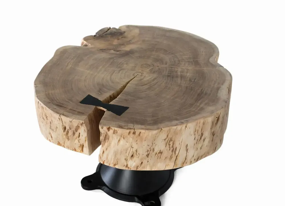 Tables basses - Table basse en manguier et pieds métal diamètre 65cm - GINER Y COLOMER
