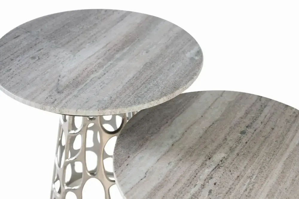 Tables basses - Lot de deux tables basses avec plateau circulaire en marbre - GINER Y COLOMER