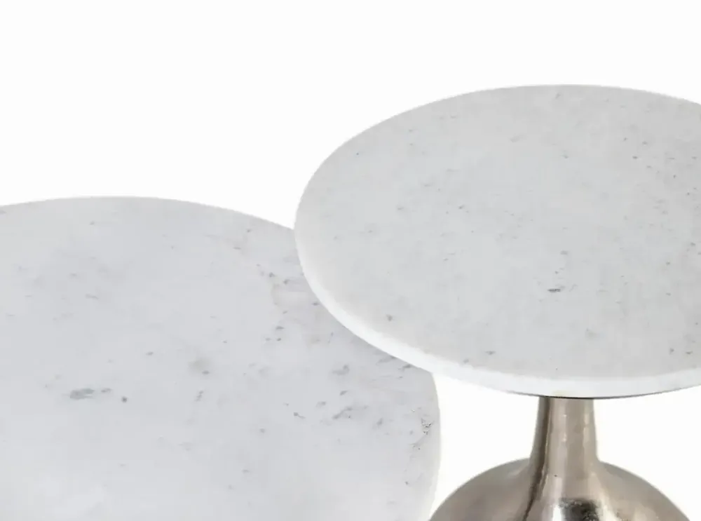 Tables basses - Lot de deux tables basses avec plateau circulaire en marbre - GINER Y COLOMER