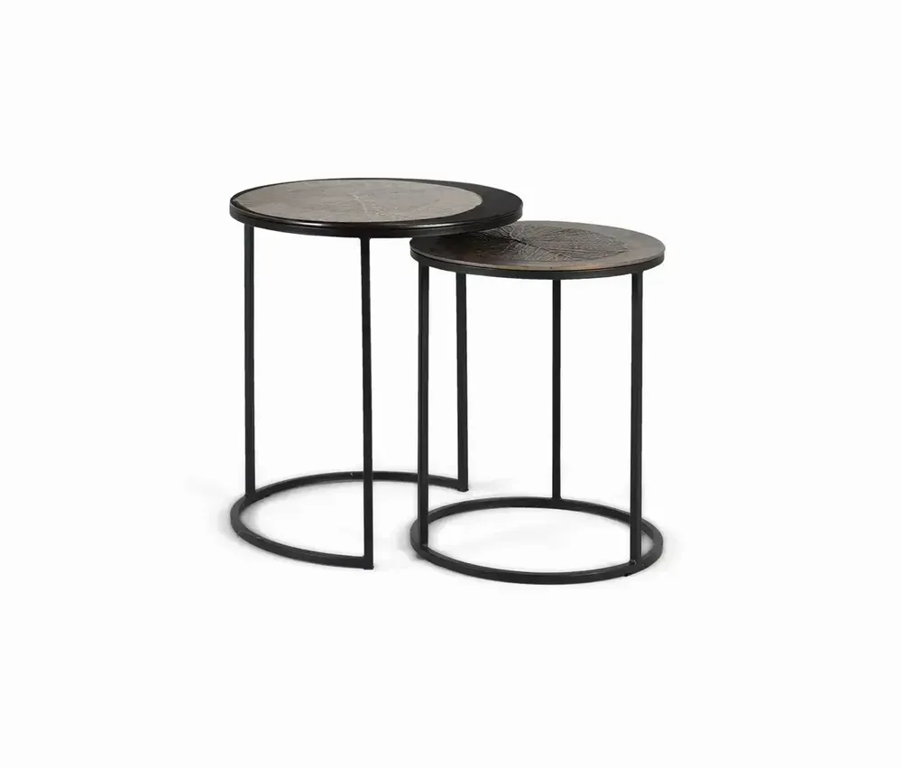 Tables basses - Lot de deux tables d'angle rondes avec plateau en métal - GINER Y COLOMER