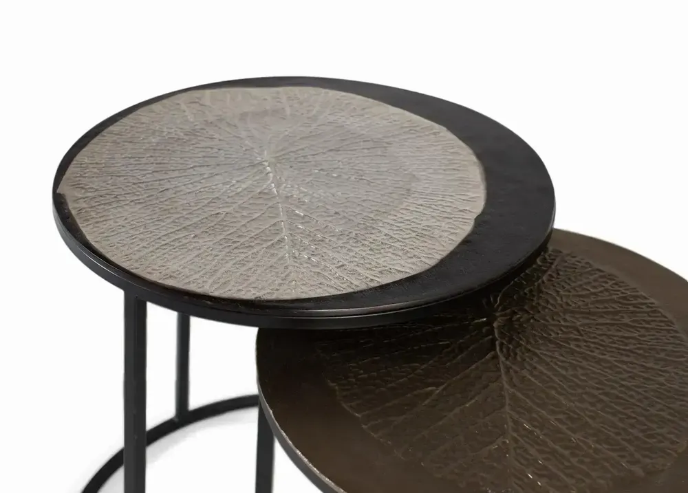 Tables basses - Lot de deux tables d'angle rondes avec plateau en métal - GINER Y COLOMER