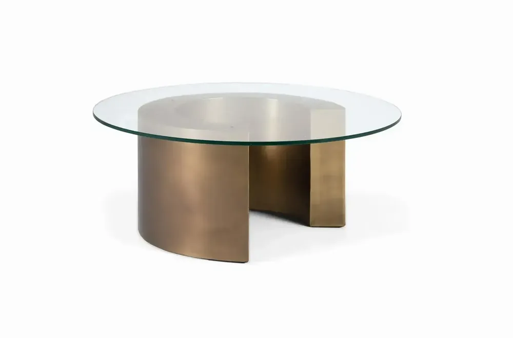 Tables basses - Table basse avec plateau en verre circulaire et bord biseauté - GINER Y COLOMER