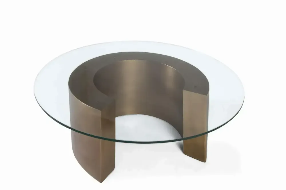Tables basses - Table basse avec plateau en verre circulaire et bord biseauté - GINER Y COLOMER