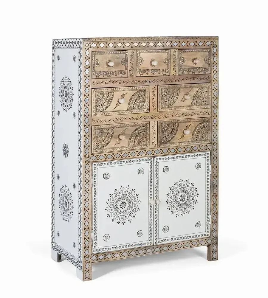 Sideboards - Mango wood and MDF sideboard with hand-painted details - GINER Y COLOMER