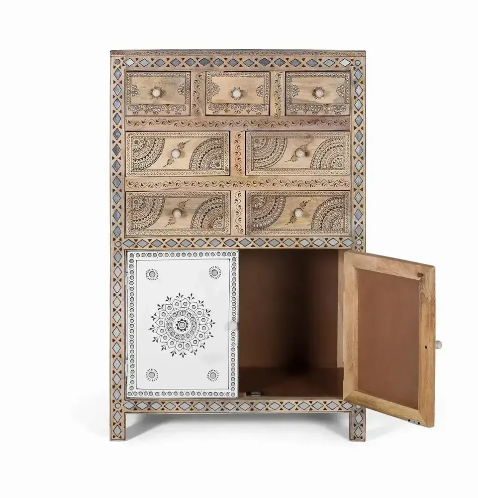 Sideboards - Mango wood and MDF sideboard with hand-painted details - GINER Y COLOMER