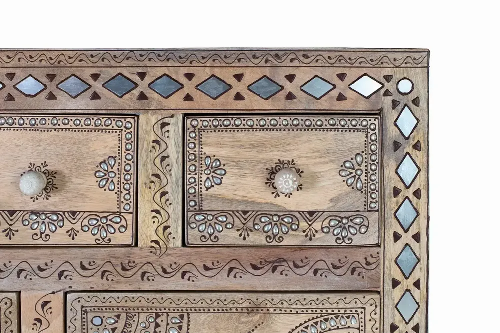 Sideboards - Mango wood and MDF sideboard with hand-painted details - GINER Y COLOMER