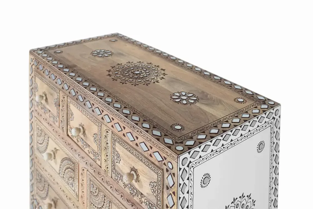 Sideboards - Mango wood and MDF sideboard with hand-painted details - GINER Y COLOMER