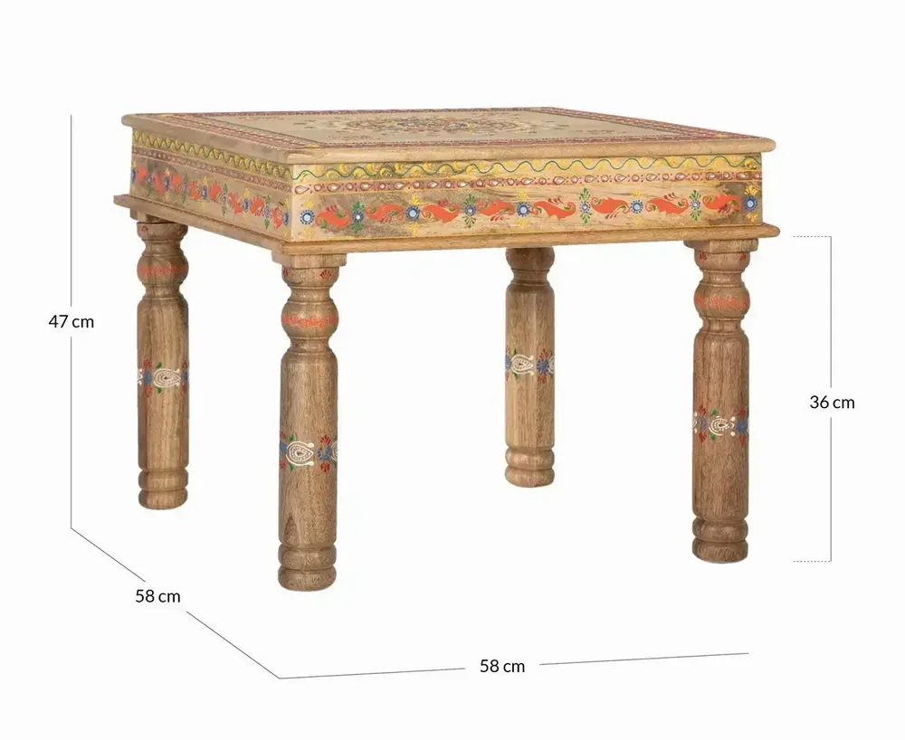 Tables basses - Table basse en manguier avec détails peints à la main - GINER Y COLOMER