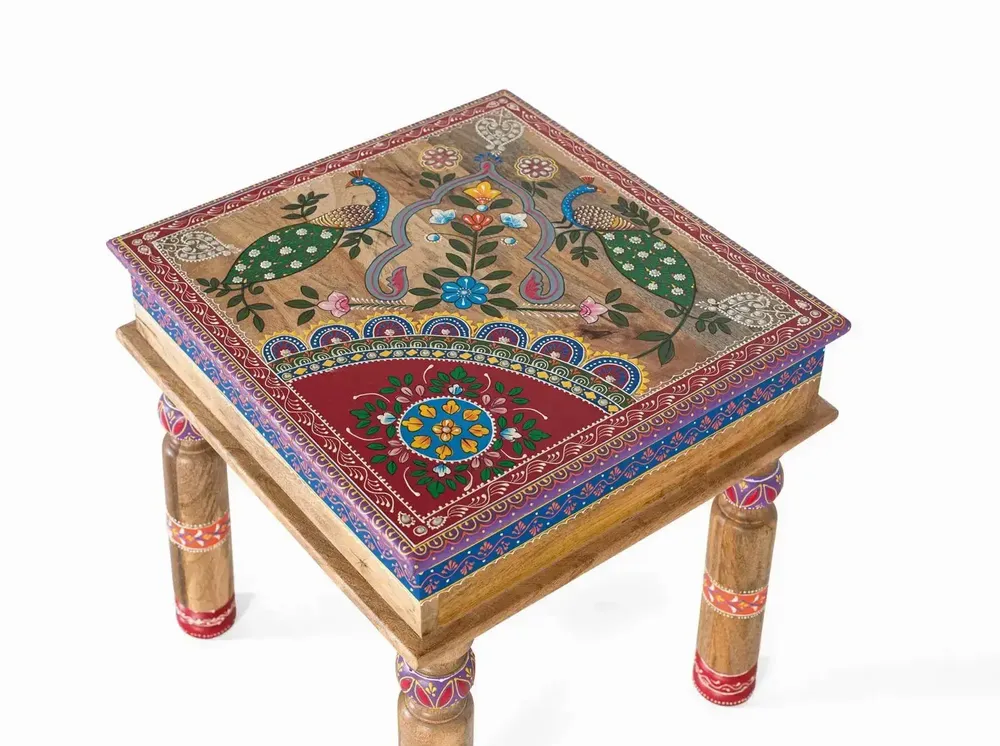 Tables basses - Table basse en manguier avec détails peints à la main - GINER Y COLOMER