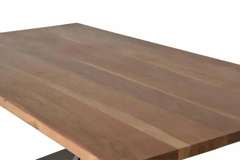 Dining Tables - Dining table in natural acacia wood and black metal legs - GINER Y COLOMER