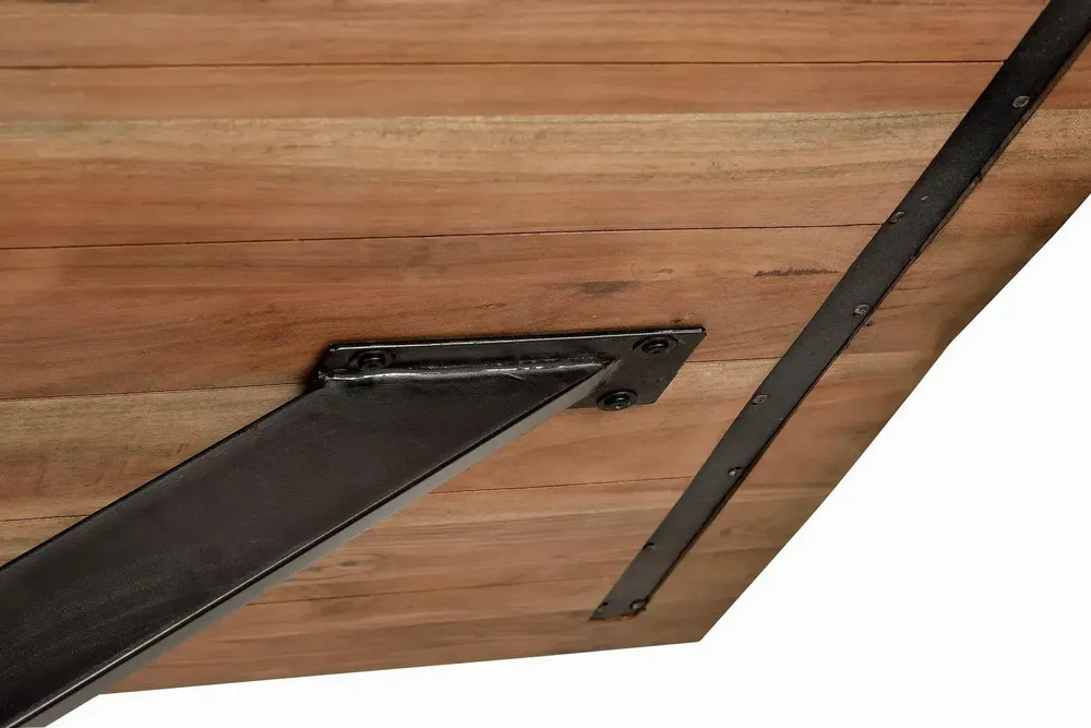 Dining Tables - Dining table in natural acacia wood and black metal legs - GINER Y COLOMER