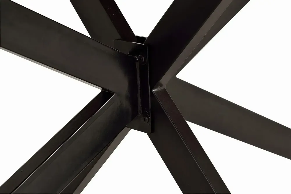 Dining Tables - Dining table in natural acacia wood and black metal legs - GINER Y COLOMER